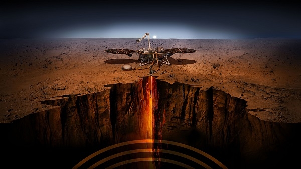 26일 화성 착륙에 성공한 인사이트호의 일러스트. 사진=NASA/JPL-Caltech
