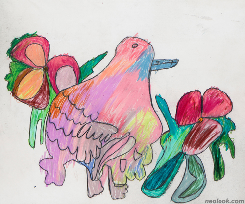 박길호 작가의 그림 '새와 꽃'. 사진=에이블아트센터 홈페이지