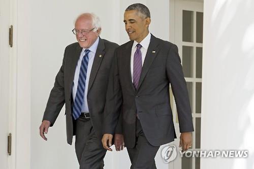 버락 오바마 전 미국 대통령(오른쪽)과 버니 샌더스 상원의원. 사진=연합뉴스