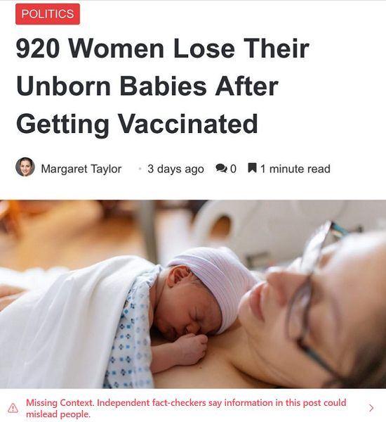 최근 코로나19 백신을 접종한 임신부들의 유산이 늘어나고 있다는 주장이 인스타그램 등을 통해 확산됐다. 미국 주요 팩트체크 기관은 해당 주장이 사실이 아니라는 결론을 내렸다. 사진=인스타그램 갈무리