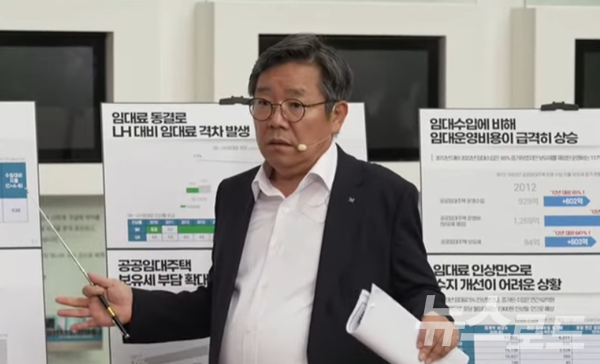 김헌동 SH사장이 공공임대사업에 대해 기자회견을 하는 모습 [사진=뉴스로드]