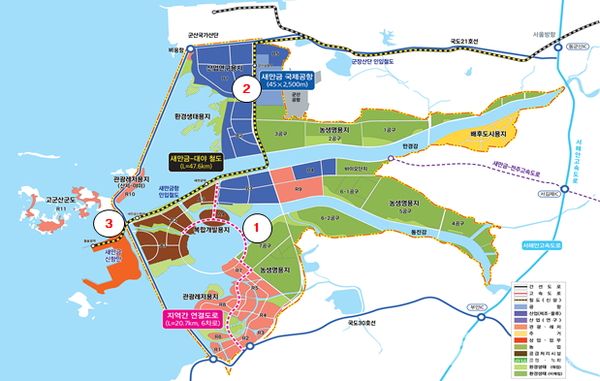 새만금 토지이용계획 및 SOC 사업 위치도 [그래픽=국토부]